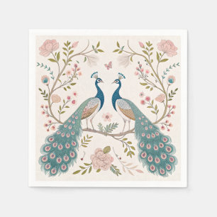 Elegant Peacock Floral Vintage (5) Napkin