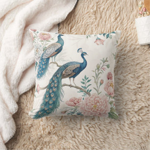 Elegant Peacock Floral Vintage (6) Cushion