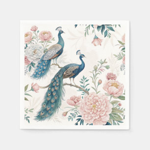 Elegant Peacock Floral Vintage (6) Napkin