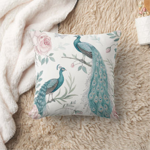 Elegant Peacock Floral Vintage (8) Cushion