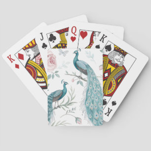 Elegant Peacock Floral Vintage (8) Playing Cards