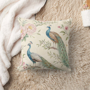 Elegant Peacock Floral Vintage (9) Cushion