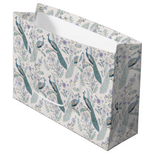 Elegant Peacock Floral Vintage (9) Large Gift Bag