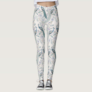 Elegant Peacock Floral Vintage (9) Leggings
