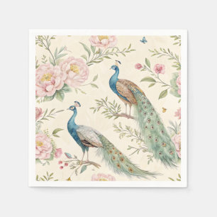 Elegant Peacock Floral Vintage (9) Napkin