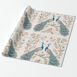 Elegant Peacock Floral Vintage (9) Wrapping Paper