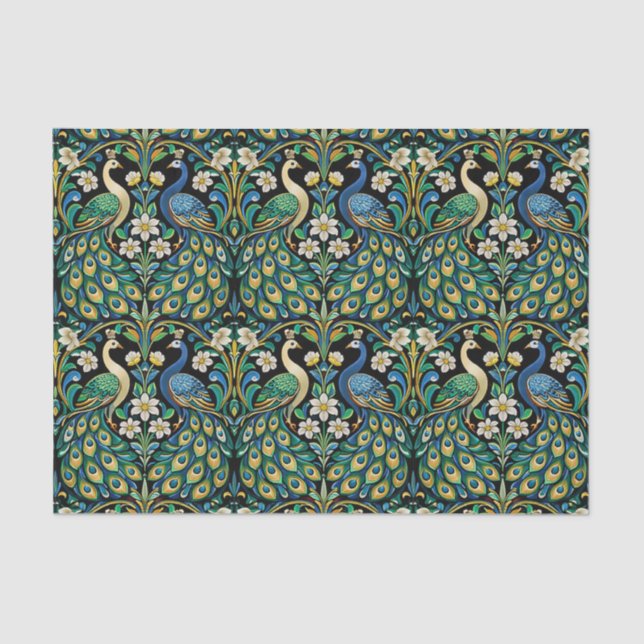 Elegant Peacock Garden Tissue Paper (Front)