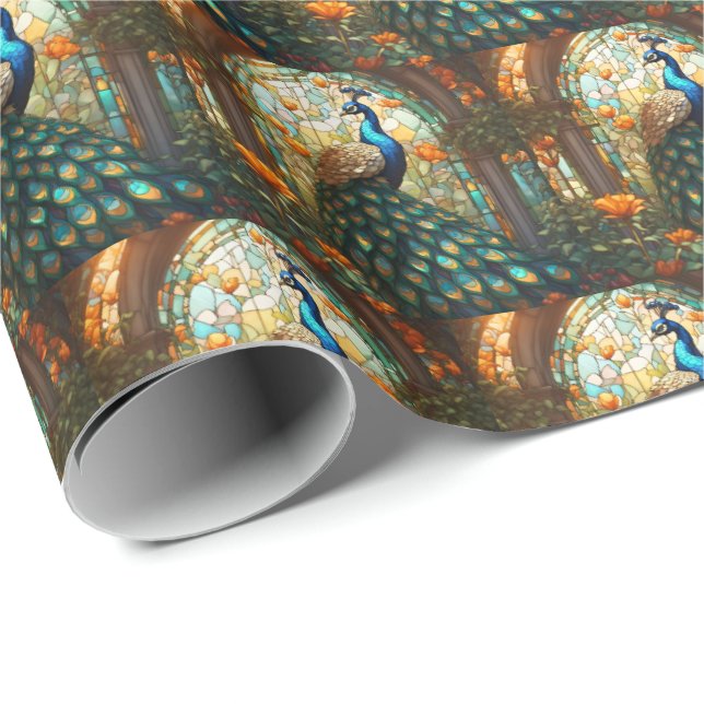 Elegant Peacock Gift Wrap Wrapping Paper (Roll Corner)
