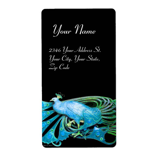 ELEGANT PEACOCK IN BLUE TURQUASE AND BLACK (Front)