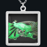 ELEGANT PEACOCK IN GREEN AND BLACK SILVER PLATED NECKLACE<br><div class="desc">Colourful and classy design with bright 3D gemstones Digital  graphic design by Bulgan Lumini . Part from new collection ARCADIA .</div>