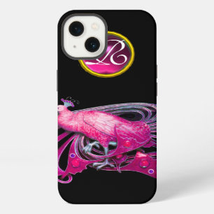 ELEGANT PEACOCK IN PINK FUCHSIA, AMETHYST MONOGRAM iPhone 13 CASE