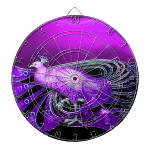 ELEGANT PEACOCK IN PURPLE DARTBOARD