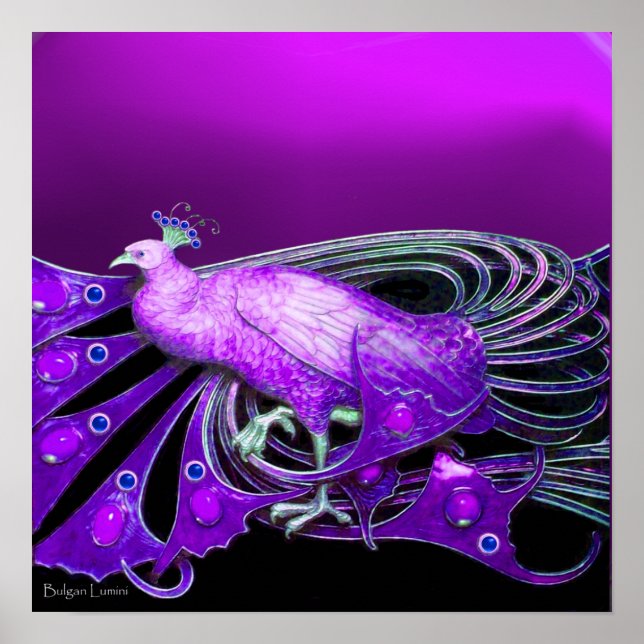 ELEGANT PEACOCK IN PURPLE POSTER (Front)