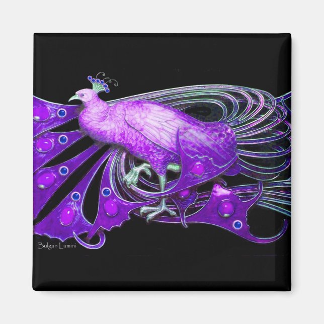 ELEGANT PEACOCK IN PURPLE VIOLET ,BLACK MAGNET (Front)