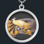 ELEGANT PEACOCK IN YELLOW AND BLACK SILVER PLATED NECKLACE<br><div class="desc">Colourful and classy design with bright 3D gemstones Digital  graphic design by Bulgan Lumini . Part from new collection ARCADIA .</div>