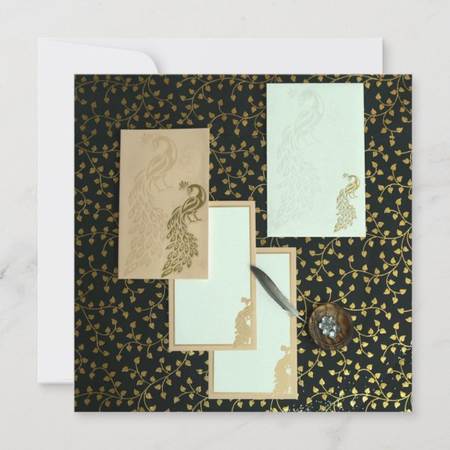 Elegant Peacock Invitations | IndianWeddingCards (Front)