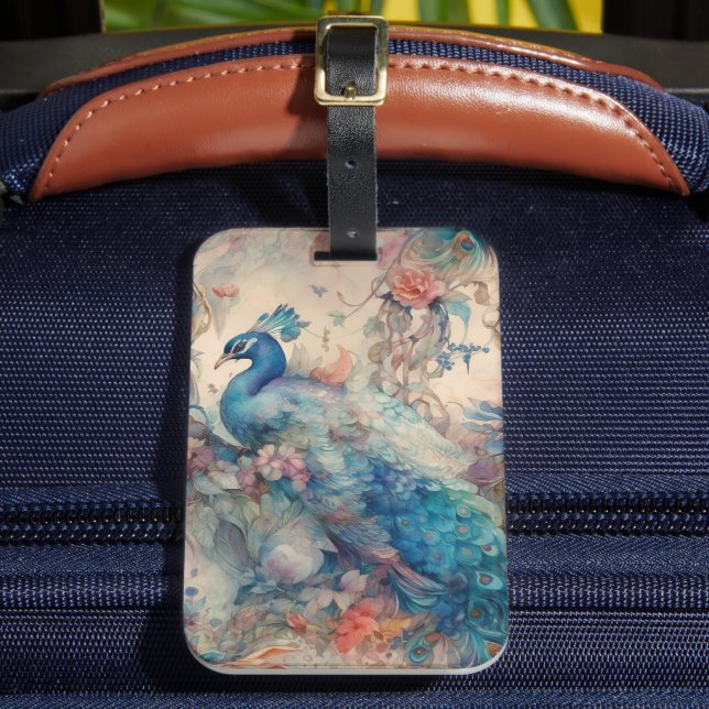 Elegant Peacock Luggage Tag (Front Insitu 2)