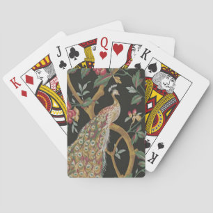 Elegant Peacock On Black Playing Cards