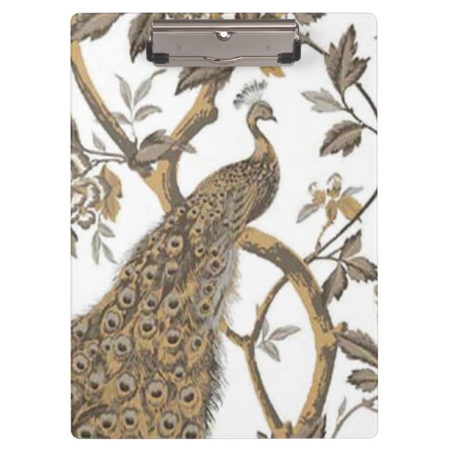Elegant Peacock On White Clipboard (Front)