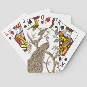 Elegant Peacock On White Playing Cards