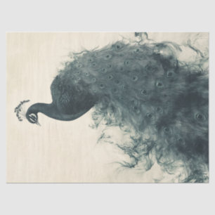 Elegant Peacock Ornithology-Inspired Decoupage Art Tissue Paper