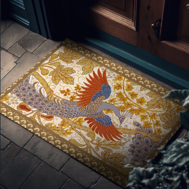 Elegant Peacock pattern Walter Crane Vintage Doormat (Creator Uploaded)