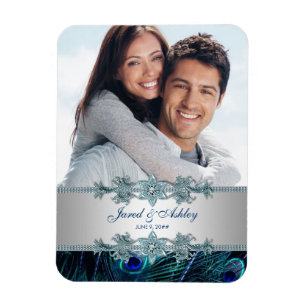 Elegant Peacock Photo Save The Date Magnets