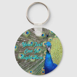 Elegant Peacock Photograph Key Ring