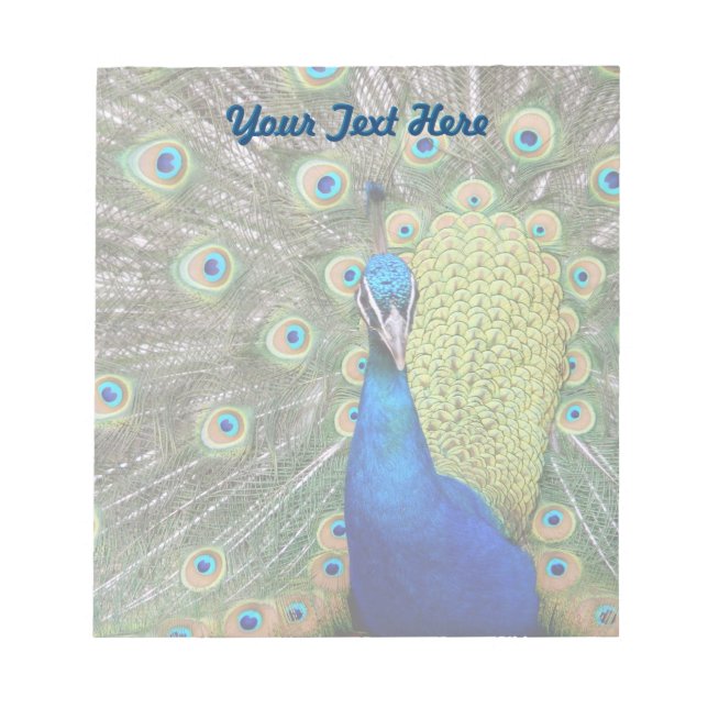 Elegant Peacock Photograph Notepad (Front)