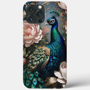Elegant Peacock Pink Peonies  iPhone 13 Pro Max Case