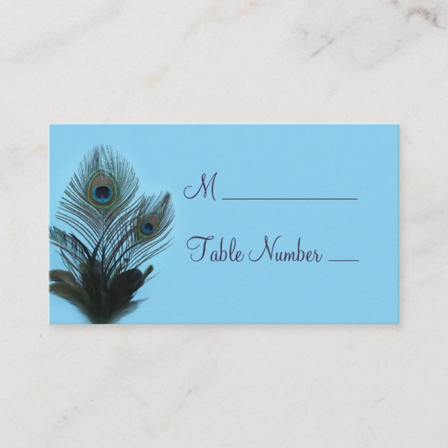 Elegant Peacock Place Card (turquoise) (Front)