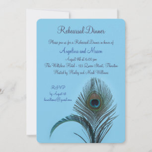Elegant Peacock Rehearsal Dinner (turquoise) Invitation