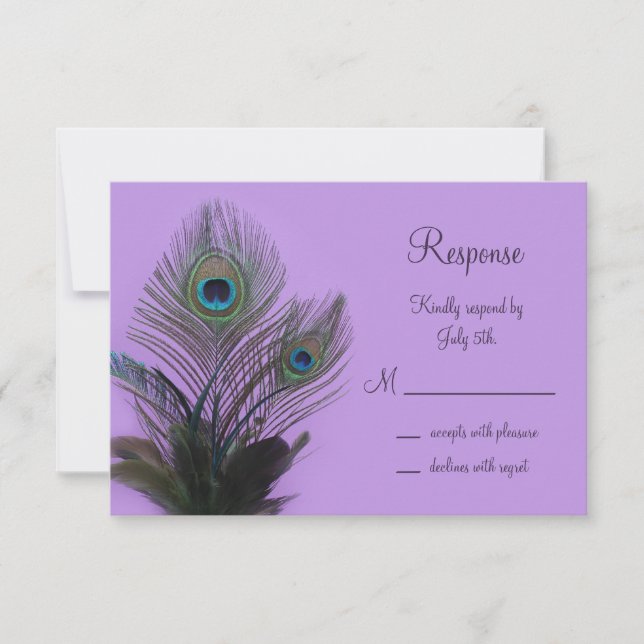 Elegant Peacock RSVP (purple) (Front)