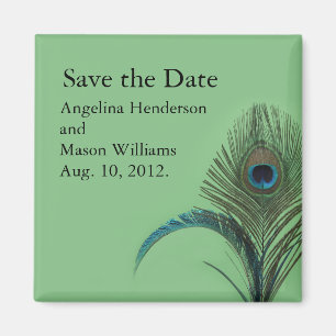 Elegant Peacock Save the Date Magnet (green)