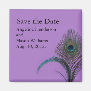 Elegant Peacock Save the Date Magnet (purple)