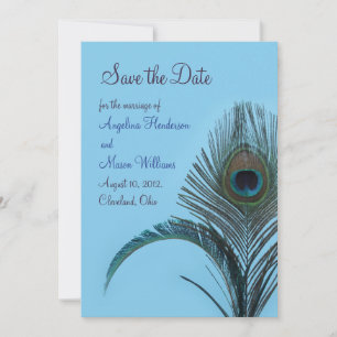 Elegant Peacock Save the Date (turquoise)