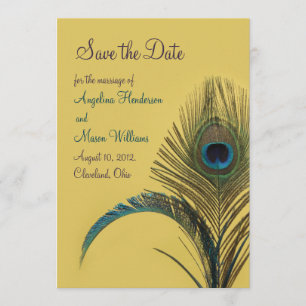 Elegant Peacock Save the Date (yellow)