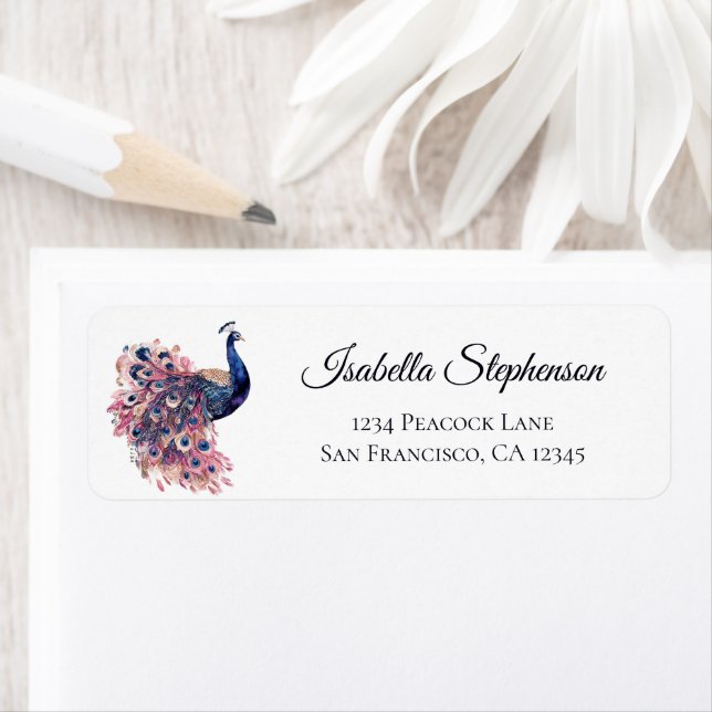 Elegant Peacock Stylish Return Address (Insitu)