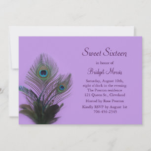 Elegant Peacock Sweet Sixteen Invitation purple