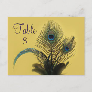 Elegant Peacock Table Number (yellow) Postcard