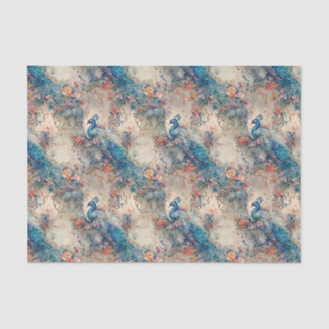 Elegant Peacock Tissue Paper (Front)