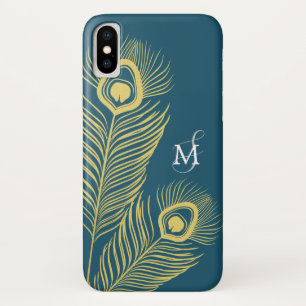 Elegant Peacock Vintage Monogram iPhone X Case