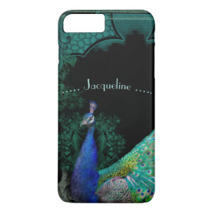 Elegant Peacock w Scrolls Personalised Designer iPhone 8 Plus/7 Plus Case