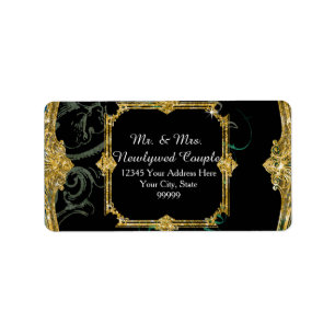 Elegant Peacock w Vintage Scrolls Indian Wedding Label