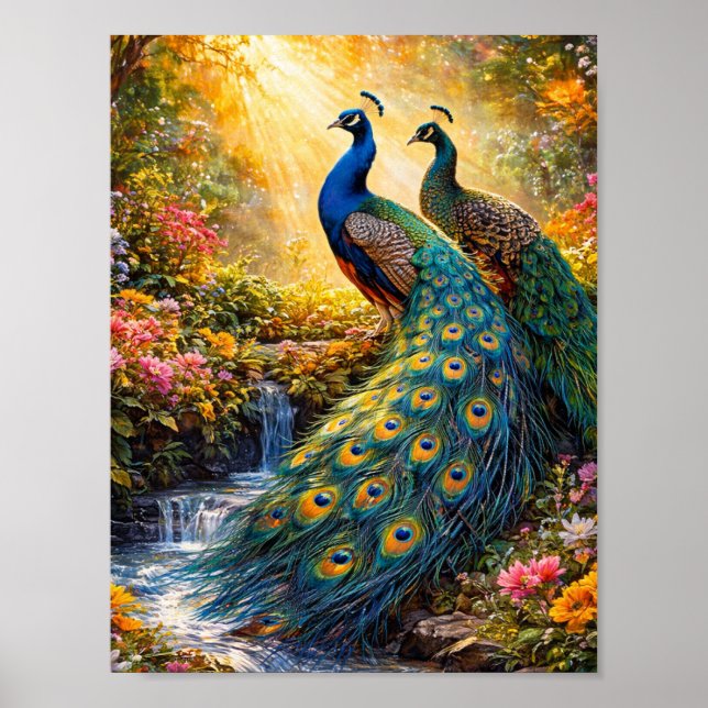 Elegant Peacock Wall Art Poster | (Front)