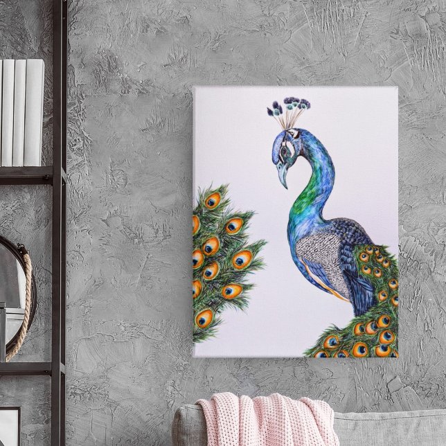 Elegant Peacock Watercolor Pink Canvas Print (Creator Uploaded)
