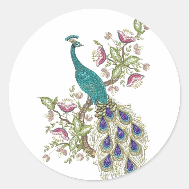 Elegant Peacock WEDDING ENVELOPE STICKERS (Front)