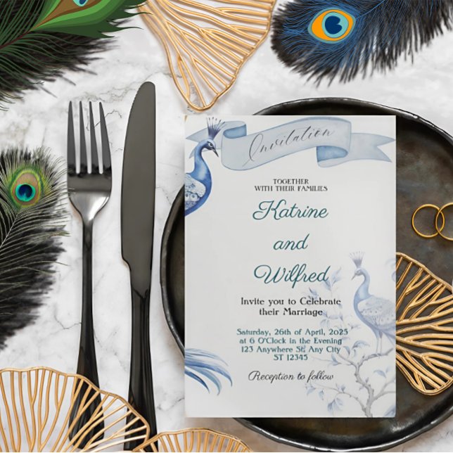 Elegant Peacock Wedding Invitation (Creator Uploaded)