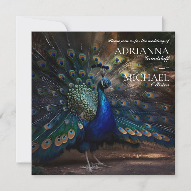 Elegant Peacock Wedding Invitation (Front)