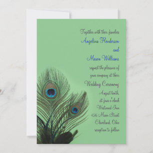 Elegant Peacock Wedding Invitation (green)
